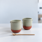 Duo de tasses à café en Grès rouge de récolte du massif de l’Esterel - Émail de Faïence- Wabi-Sabi