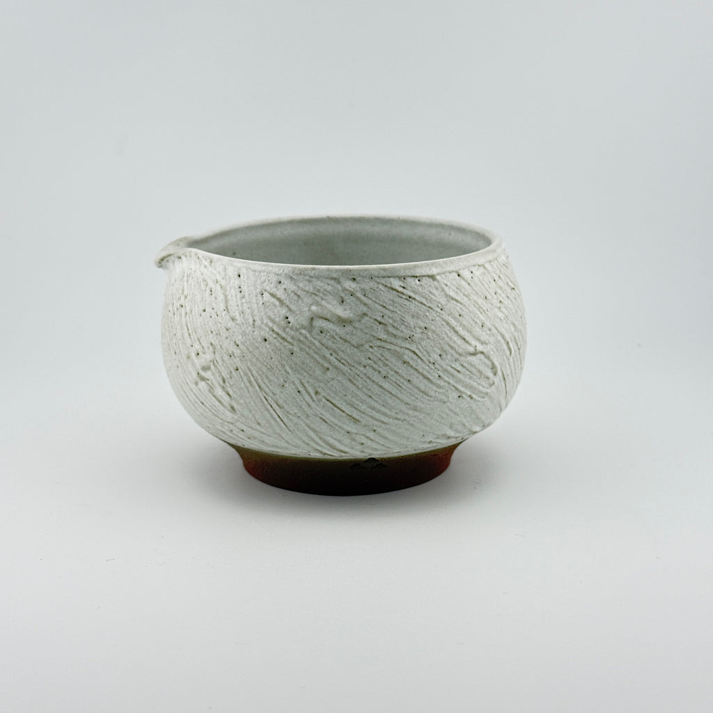 Katakuchi en Grès rouge de récolte Esterel - Théière artisanale - Texturé Blanc Mat - Cérémonie du thé wabi-sabi