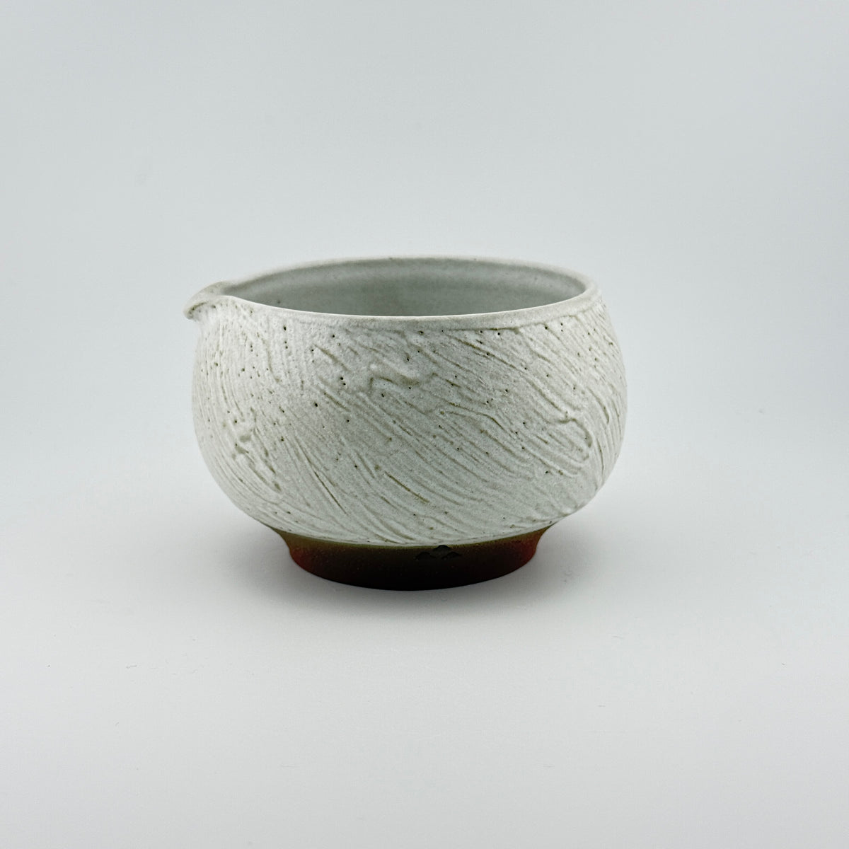 Katakuchi en Grès rouge de récolte Esterel - Théière artisanale - Texturé Blanc Mat - Cérémonie du thé wabi-sabi