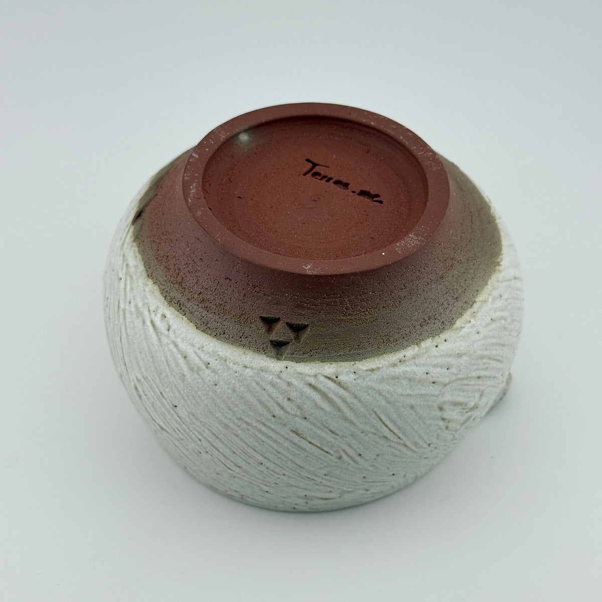 Katakuchi en Grès rouge de récolte Esterel - Théière artisanale - Texturé Blanc Mat - Cérémonie du thé wabi-sabi
