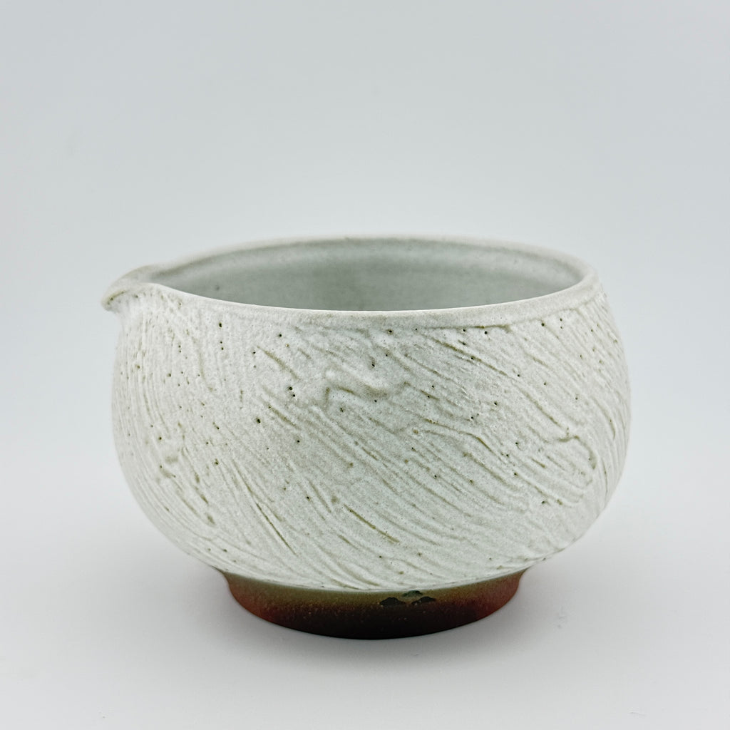 Katakuchi en Grès rouge de récolte Esterel - Théière artisanale - Texturé Blanc Mat - Cérémonie du thé wabi-sabi