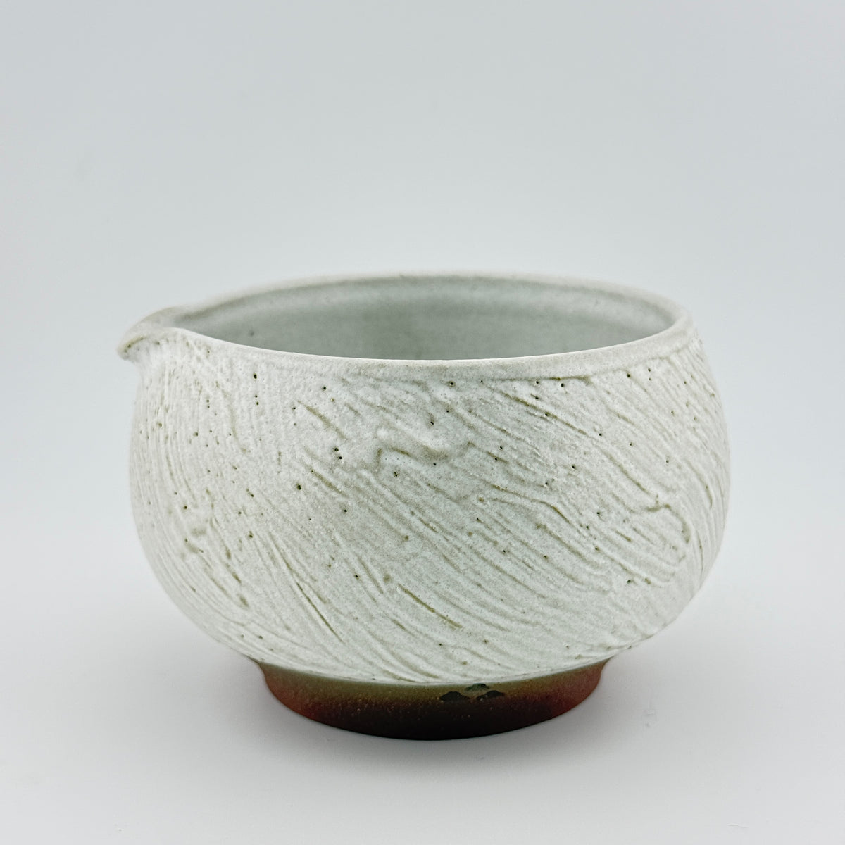 Katakuchi en Grès rouge de récolte Esterel - Théière artisanale - Texturé Blanc Mat - Cérémonie du thé wabi-sabi