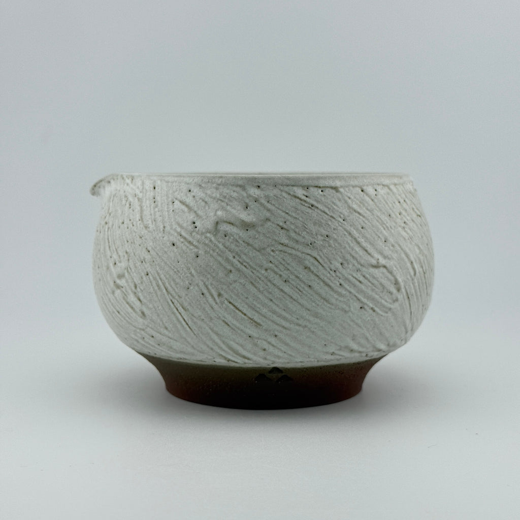 Katakuchi en Grès rouge de récolte Esterel - Théière artisanale - Texturé Blanc Mat - Cérémonie du thé wabi-sabi