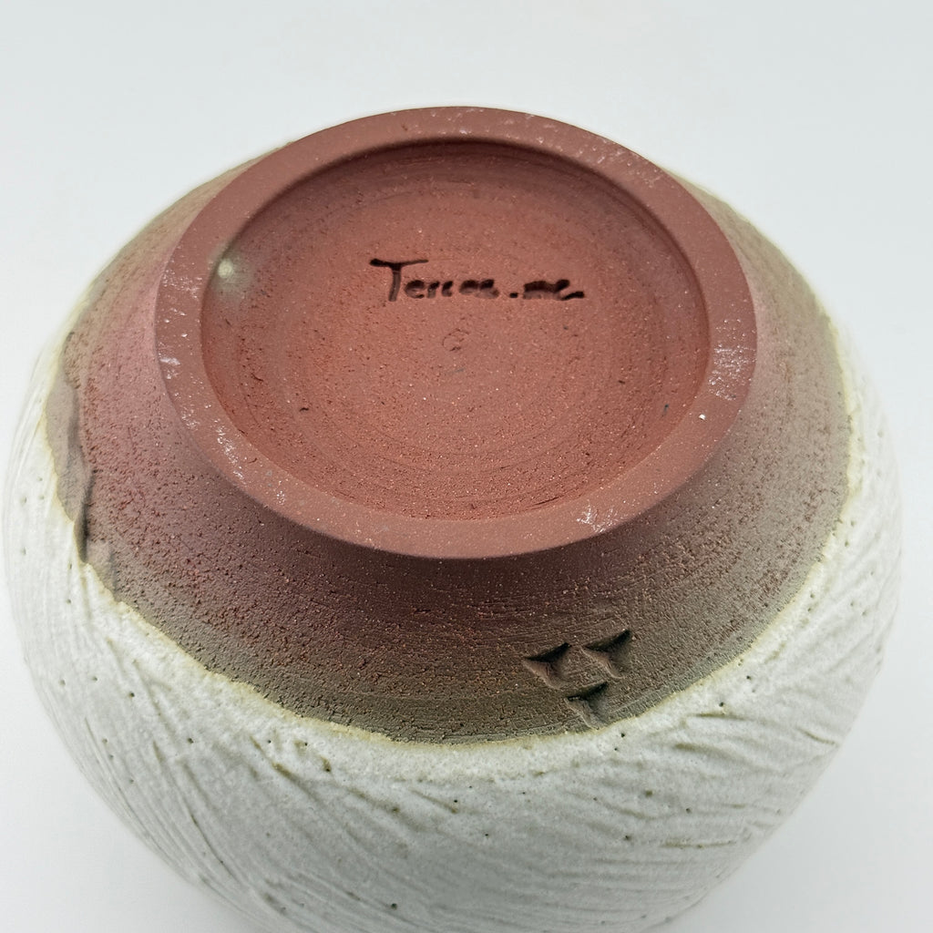 Katakuchi en Grès rouge de récolte Esterel - Théière artisanale - Texturé Blanc Mat - Cérémonie du thé wabi-sabi