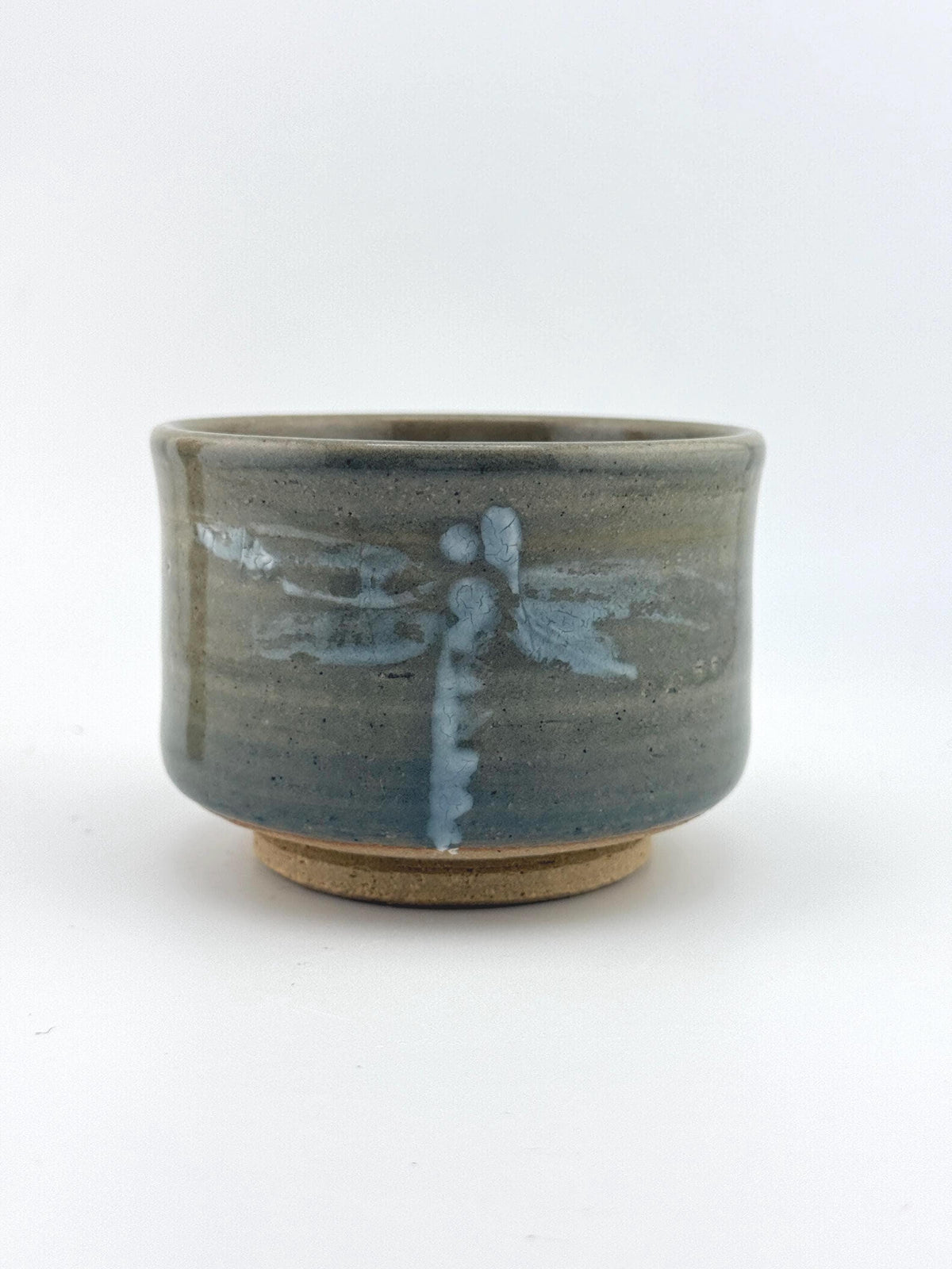 Bol Matcha céladon avec libellule, chawan en grès fait main par Terresme — vue 1 sur 10.