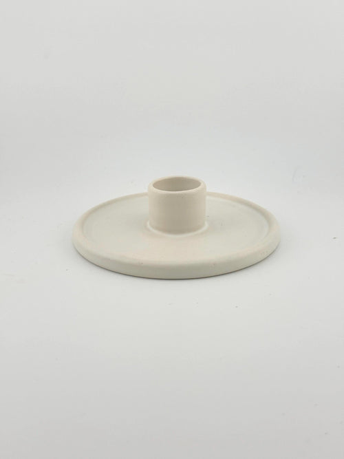 Bougeoir blanc ÉPURE en céramique minimaliste, fait main par Terresme — vue 1 sur 10.