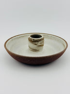 Bougeoir crème et terracotta en grès rouge de l’Estérel