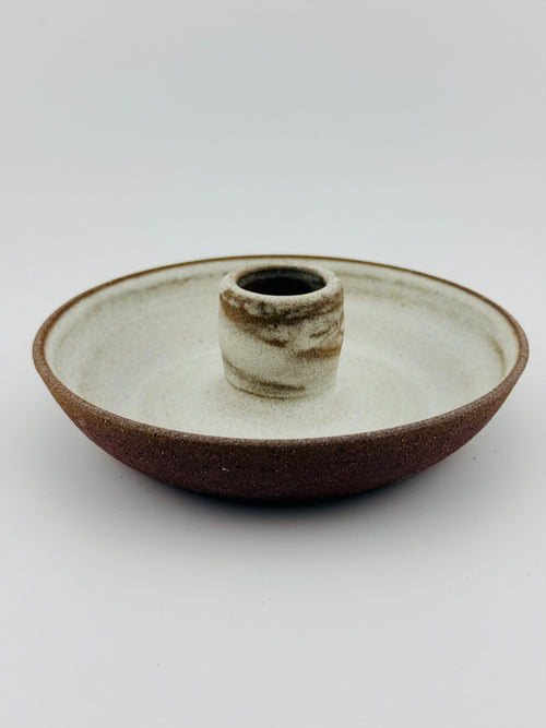 Bougeoir crème et terracotta en grès rouge de l’Estérel