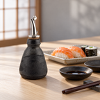 Bouteille à soja Shôyu-sashi en grès noir – Shino Matcha