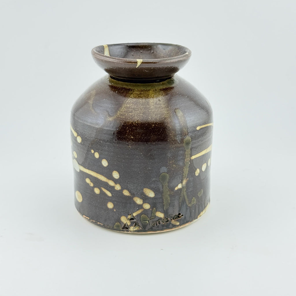 Brûleur d’huile essentielle artisanal en grès émaillé Tenmoku, céramique japandi Terres.me