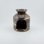 Brûleur d’huile essentielle artisanal en grès émaillé Tenmoku, céramique japandi Terres.me