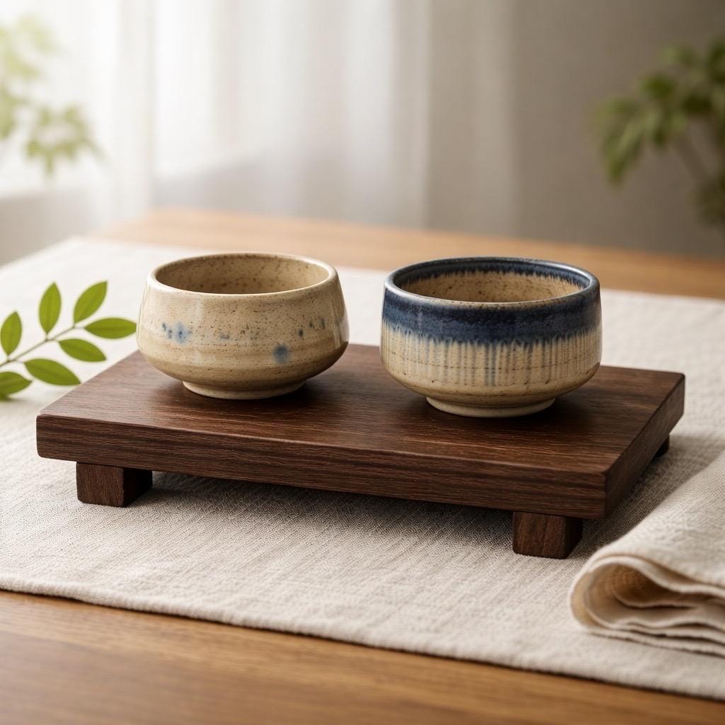 Chawan matcha GOZU en grès Saint-Amand, décor cobalt et émail Izara, fait main par Terresme — vue 2 sur 10.