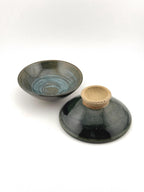 Coupelles artisanales en grès Saint-Amand, engobe de porcelaine et émail céladon vert forestier – Terres.me