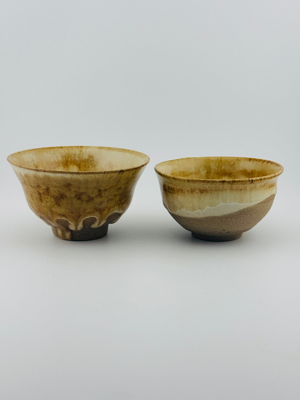 Duo de bols chawan en grès caramel Toffee