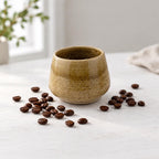 Duo de tasses espresso artisanales en grès et sable de Sardaigne, émail miel brillant – Terres.me