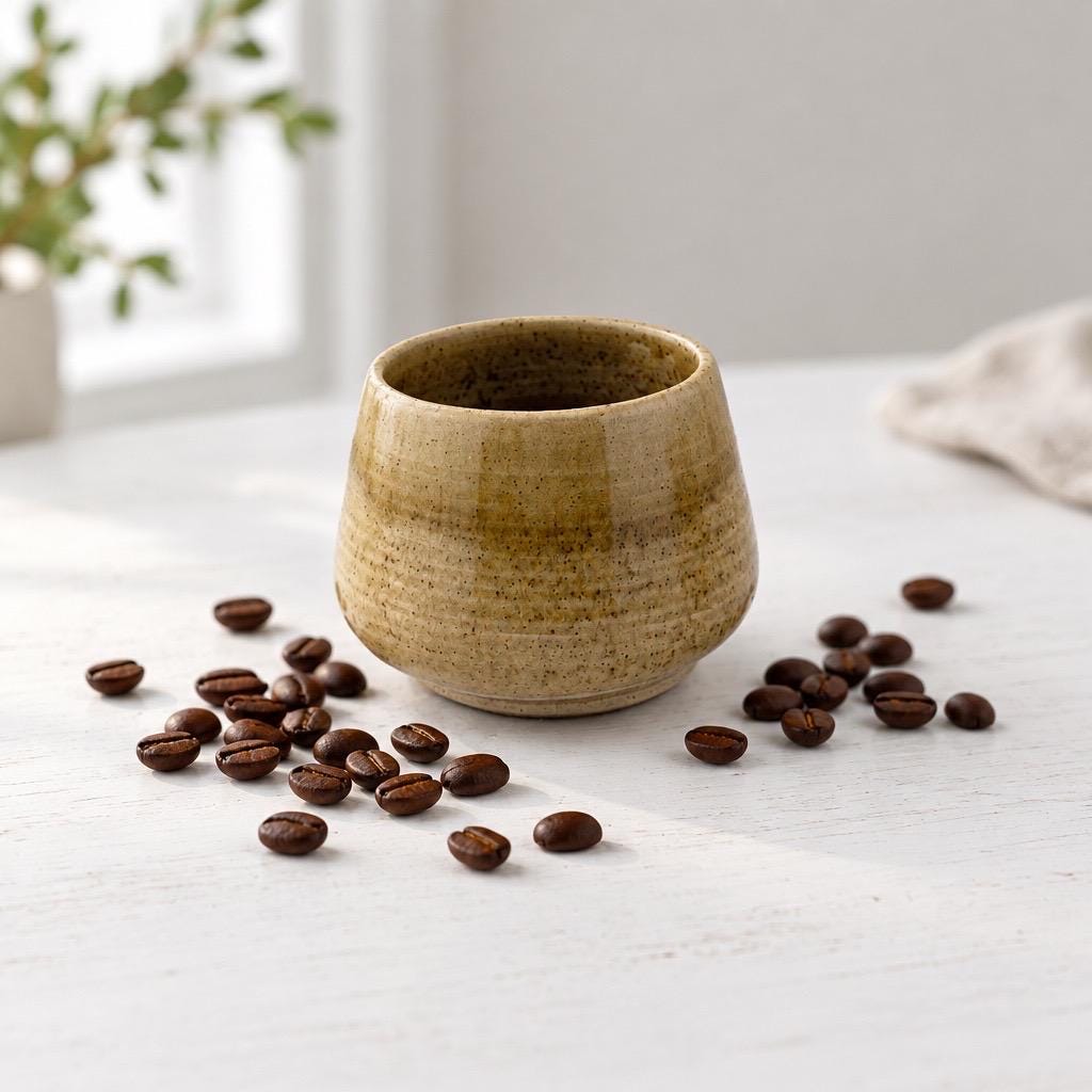 Duo de tasses espresso artisanales en grès et sable de Sardaigne, émail miel brillant – Terres.me