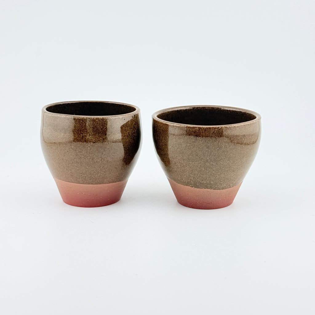 Duo de tasses espresso évasées en grès rouge – Terre de l’Estérel