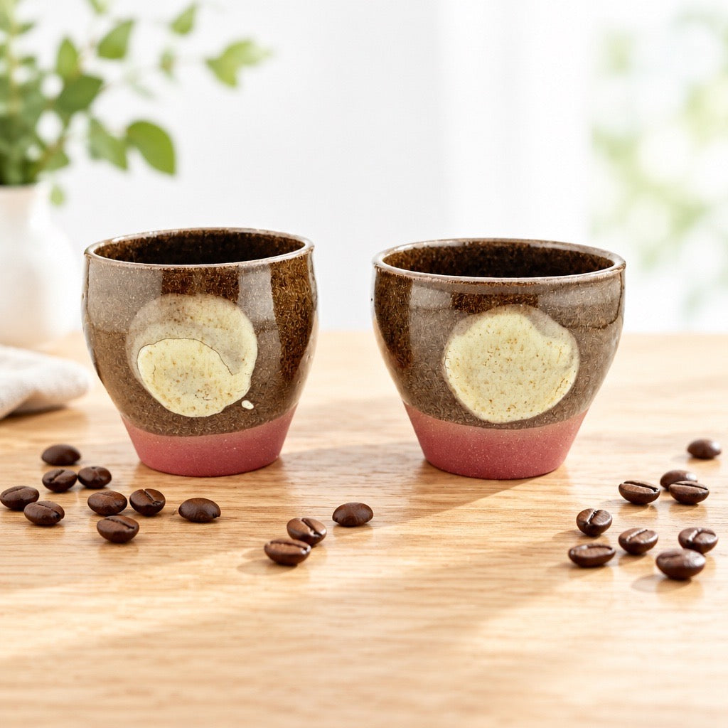Duo de tasses espresso évasées en grès rouge – Terre de l’Estérel