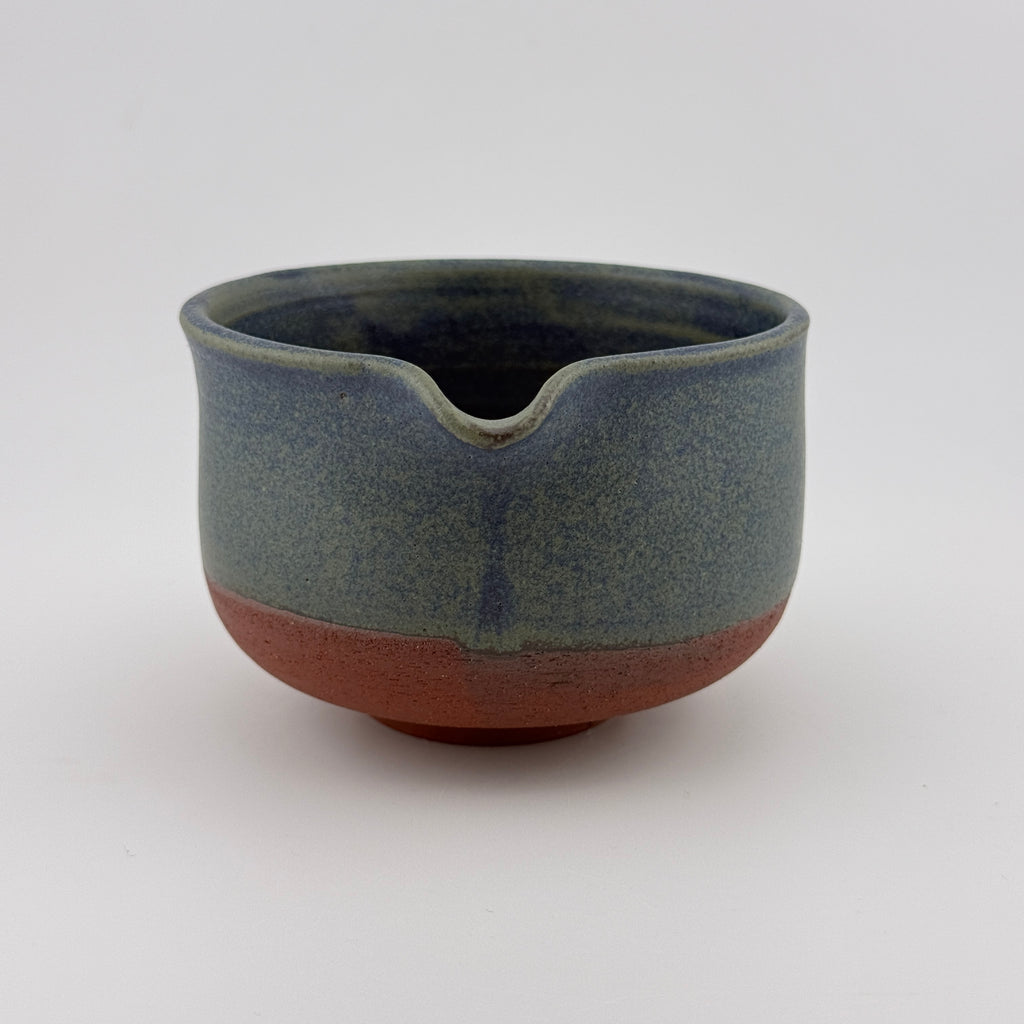 Katakuchi en grès rouge de récolte - Théière artisanale - Bleu satiné Isara - Cérémonie du thé wabi-sabi