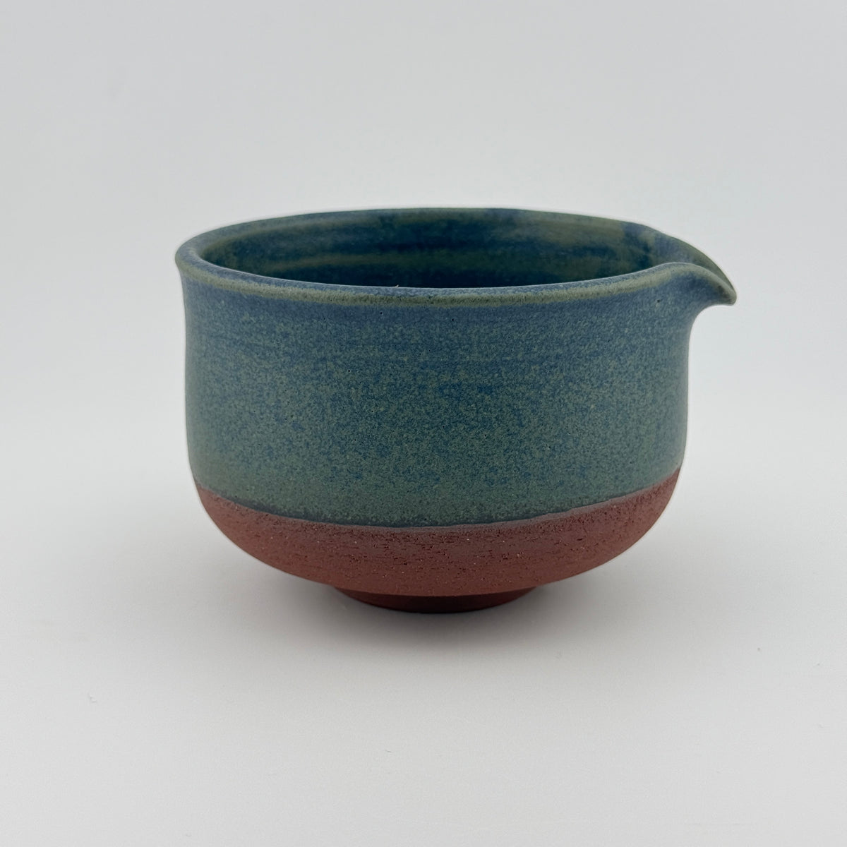 Katakuchi en grès rouge de récolte - Théière artisanale - Bleu satiné Isara - Cérémonie du thé wabi-sabi