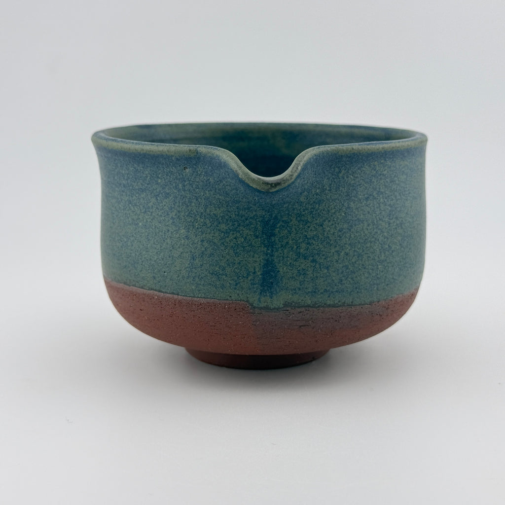 Katakuchi en grès rouge de récolte - Théière artisanale - Bleu satiné Isara - Cérémonie du thé wabi-sabi