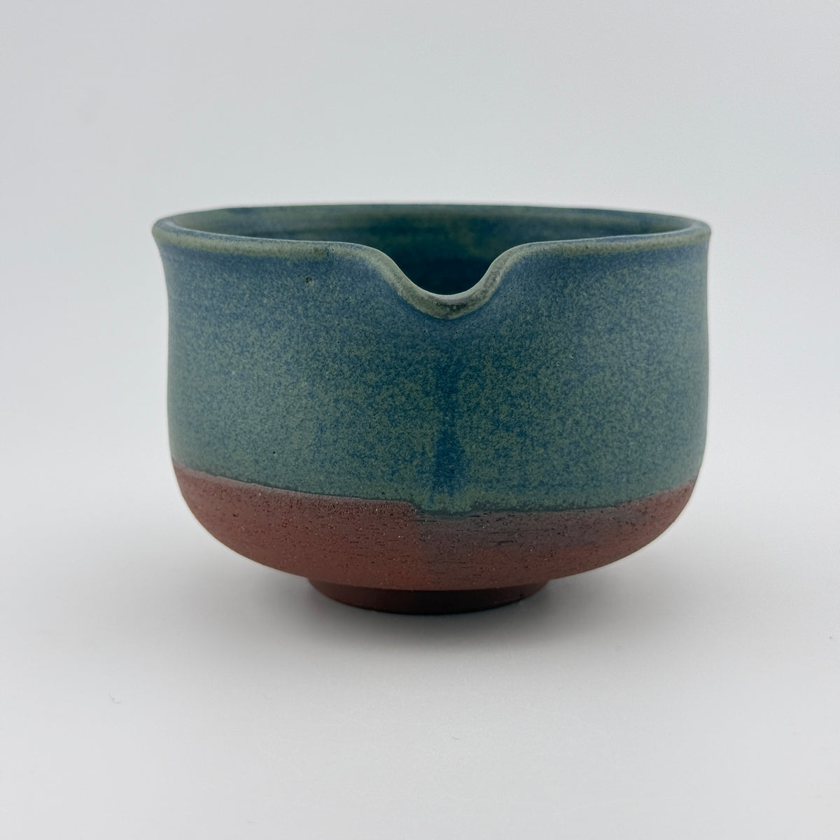 Katakuchi en grès rouge de récolte - Théière artisanale - Bleu satiné Isara - Cérémonie du thé wabi-sabi