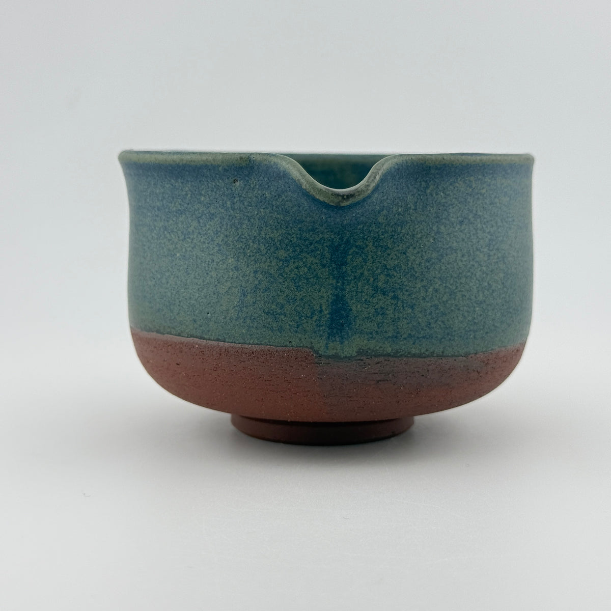 Katakuchi en grès rouge de récolte - Théière artisanale - Bleu satiné Isara - Cérémonie du thé wabi-sabi