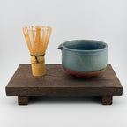 Katakuchi en grès rouge de récolte - Théière artisanale - Bleu satiné Isara - Cérémonie du thé wabi-sabi