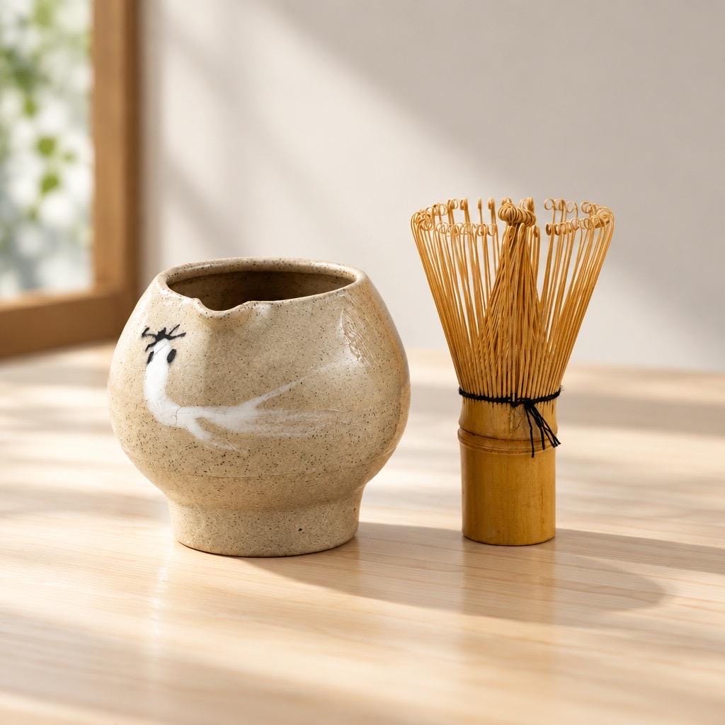 Katakuchi en grès et sable de Sardaigne avec décor poisson peint en porcelaine, céramique Terres.me