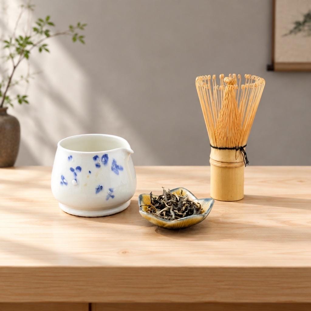 Katakuchi en porcelaine blanche, décor Sometsuke au gosu peint à la main – Terres.me