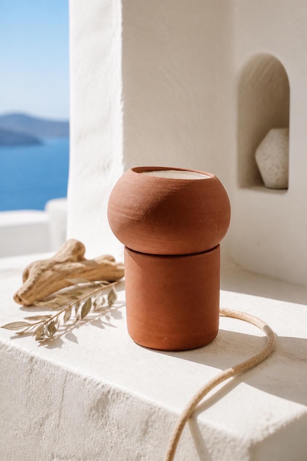 Lampe sculpturale en terre de Xing, vue 9 sur 10, luminaire artisanal en céramique brute façonné par Terresme.