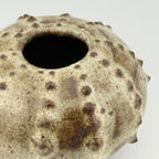 Oursin en grès noir African Stone – Émail blanc pyrité brillant