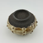 Oursin en grès noir African Stone – Émail blanc pyrité brillant