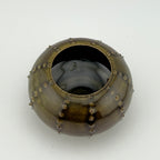 Oursin Céramique en Grès Porcelainique Noir Tenmoku – Sculpture Artisanale Wabi-Sabi