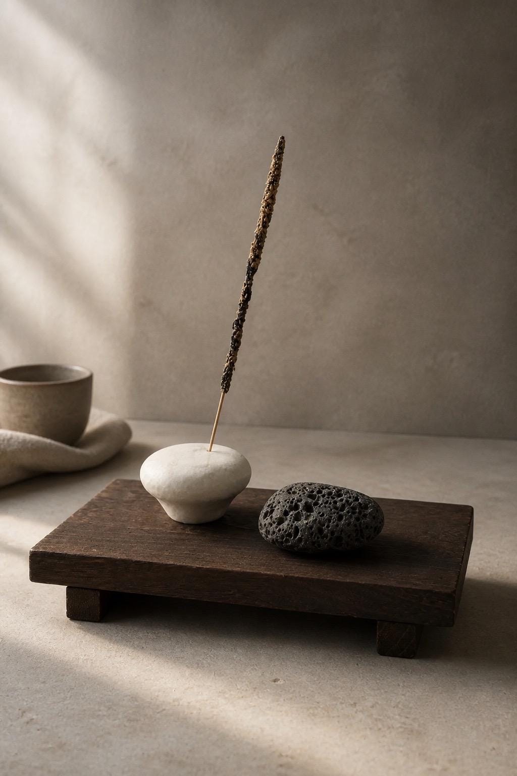 Porte-encens galet en céramique blanche, vue 3 sur 10, objet artisanal façonné à la main par Terresme.