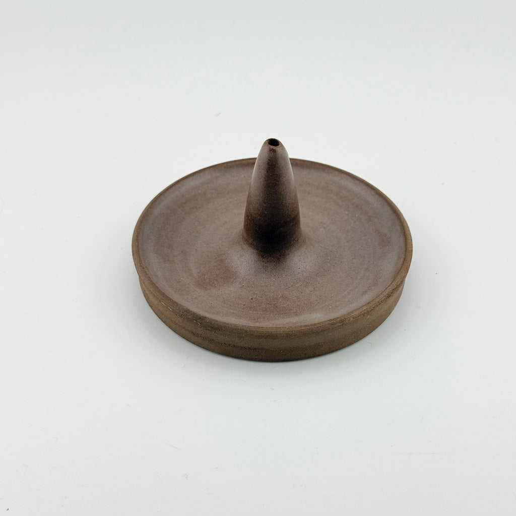 Porte-encens artisanal en grès noir