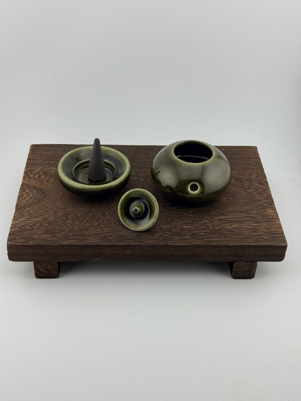 Porte-encens en porcelaine émaillée Tenmoku, fait main par Terresme — vue 6 sur 7.