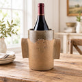 Refroidisseur de bouteille artisanal en grès rouge de Bourgogne, finition naturelle et émail brillant – Terres.me
