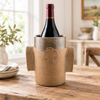 Refroidisseur de bouteille artisanal en grès rouge de Bourgogne, finition naturelle et émail brillant – Terres.me