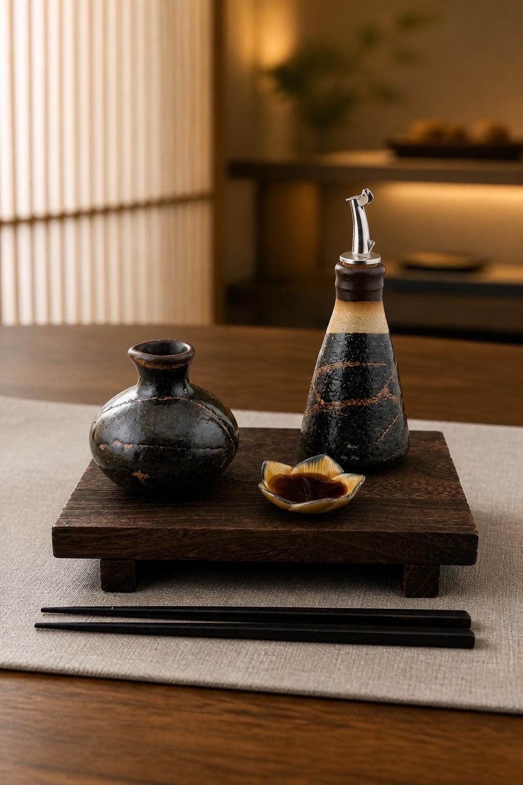 Shoyu Sashi en grès chamotté et Ash glaze céladon, faits main par Terresme — vue 2 sur 10.