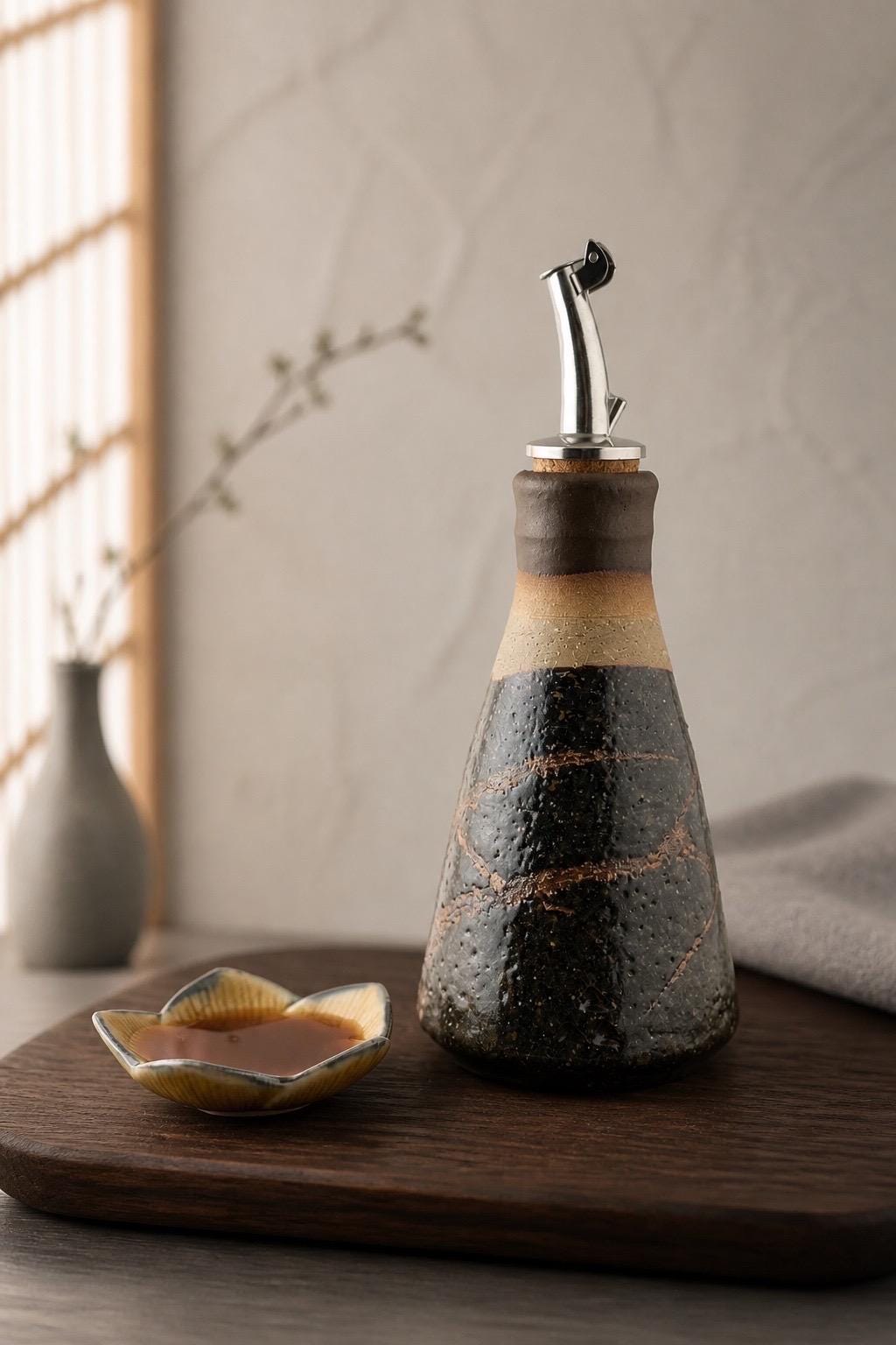 Shoyu Sashi en grès chamotté et Ash glaze céladon, faits main par Terresme — vue 5 sur 10.