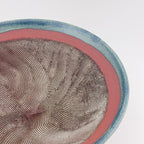 Suribachi artisanal en Grès rouge Xing – Mortier japonais, bord bleu Isara