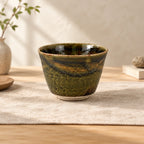 Tasse conique en grès porcelainique – Émail tenmoku, pièce unique