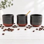 Trio de tasses à café en Grès rouge de récolte du massif de l’Esterel - Émail de cendres - Wabi-Sabi
