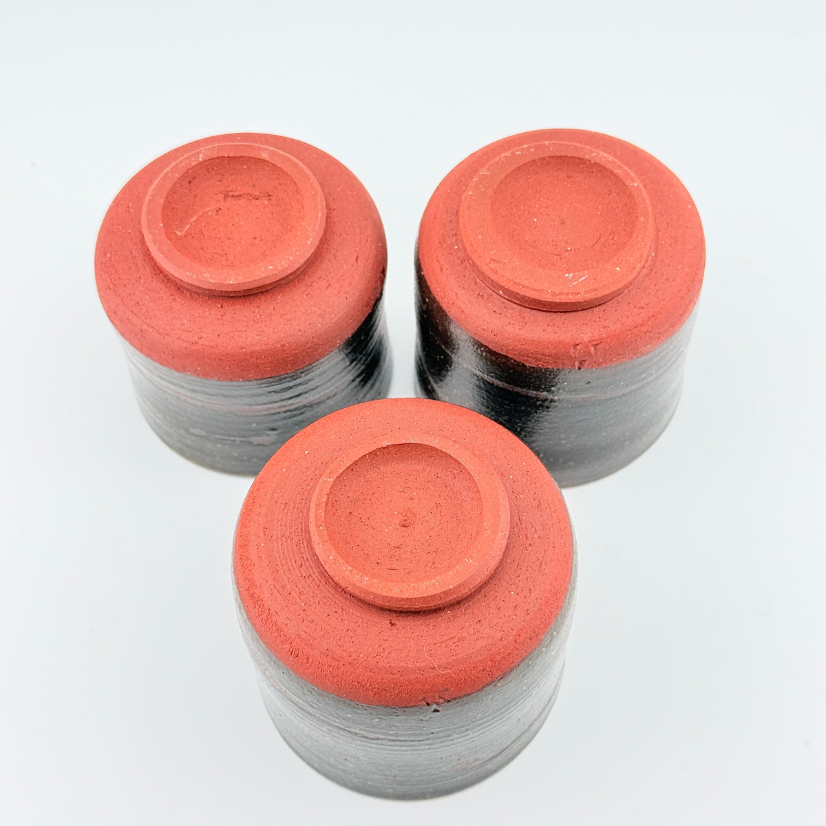 Trio de tasses à café en Grès rouge de récolte du massif de l’Esterel - Émail de cendres - Wabi-Sabi