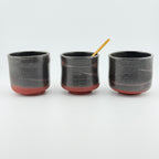 Trio de tasses à café en Grès rouge de récolte du massif de l’Esterel - Émail de cendres - Wabi-Sabi