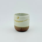 Duo de tasses à café en Grès rouge de récolte du massif de l’Esterel - Émail blanc mat opaque et vanille sablé - Wabi-Sabi