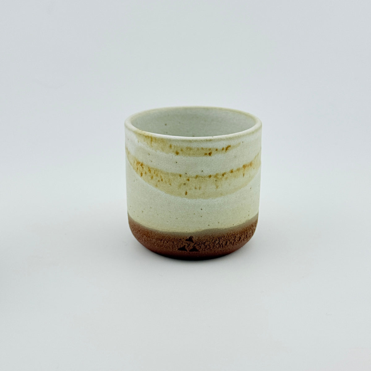 Duo de tasses à café en Grès rouge de récolte du massif de l’Esterel - Émail blanc mat opaque et vanille sablé - Wabi-Sabi