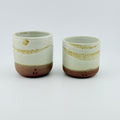 Duo de tasses à café en Grès rouge de récolte du massif de l’Esterel - Émail blanc mat opaque et vanille sablé - Wabi-Sabi