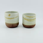 Duo de tasses à café en Grès rouge de récolte du massif de l’Esterel - Émail blanc mat opaque et vanille sablé - Wabi-Sabi